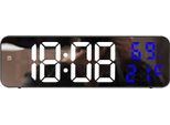 Orologio Da Parete, Display Led Digitale, Elettronico Con Indicatore Di Temperatura E Umidità, Blu