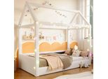 Letto Da Giorno Imbottito (90 X 200 Cm) Con Strisce Luminose A Led, Beige