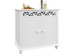 Casaria® Mobiletto Bianco Stile Country 76X65X35Cm 2 Scomparti Armadietto Multiuso Con Ante Mobile Bagno Consolle Ingresso Credenza Cucina Madia Soggiorno Mobili Salone Arredamento Casa Mobile Tv