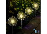 Confezione Da 4 Lampade Solari Per Giardino Esterno, Luce Solare Da Giardino Decorazione Fuochi D'artificio A Led Con Timer E Telecomando, Camminamenti Cortile Sentiero Terrazza Decorazione