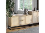 Vicco Credenza Natal, 140 X 72 Cm Con 2 Porte E 2 Cassetti, Rovere