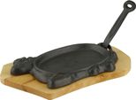 Padella In Ghisa A Forma Di Manzo Con Sottopentola In Legno 1 Pezzo In Un Set