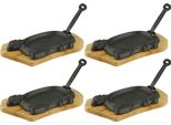 Padella In Ghisa A Forma Di Manzo Con Sottopentola In Legno 4 Pezzi In Un Set