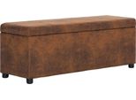 The Living Store Panca Con Vano Portaoggetti 116 Cm Aspetto Scamosciato Marrone