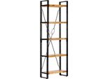 The Living Store Libreria 5 Scomparti 60 X 30 X 180 Cm Legno Massiccio Di Mango
