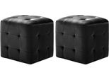 The Living Store Pouf 2 Pezzi Nero 30X30X30 Cm In Tessuto Di Velluto