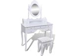 The Living Store Comò Con Specchio E Sgabello 7 Cassetti Bianco