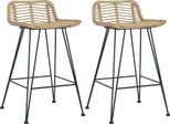 The Living Store Sgabello Da Bar 2 Pezzi Rattan Naturale