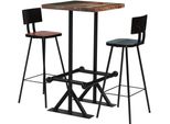 The Living Store Set Da Bar 3 Pezzi In Legno Massiccio Antico Multicolore