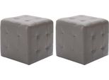 The Living Store Pouf 2 Pz. Grigio 30X30X30 Cm In Pelle Finta