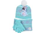 Frozen - La Regina Dei Ghiacci Elsa Anna Set Invernale Per Bambini 3 Pezzi Cappello, Guanti E Sciarpa Ragazze , Colore:Blu, Taglia:54