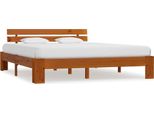 The Living Store Letto In Legno Massiccio Di Pino Marrone Miele 180X200 Cm