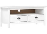 The Living Store Mobile Tv Hill White 110X40X47 Cm In Legno Di Pino Massiccio