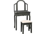 The Living Store Comodino Con Sgabello Grigio 65X36X128 Cm Legno Di Paulownia Mdf