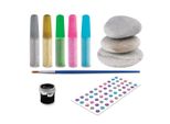 Rappa Set Creativo Di Pietre Da Dipingere Mandala 3 Strass E 5 Vernici/Adesivi Glitterati