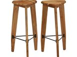 The Living Store Sgabello Da Bar 2 Pz. Legno Massiccio Di Acacia