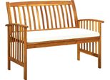 The Living Store Panca Da Giardino Con Cuscini 119 Cm In Legno Massiccio Di Acacia