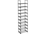 Fch Scarpiera A 10 Livelli, Scarpiera Aperta, 45 X 30 X 174 Cm, Nero
