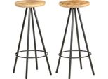 The Living Store Sgabello Da Bar 2 Pezzi. Legno Di Mango Grezzo