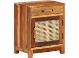 The Living Store Comodino 40X30X50 Cm In Legno Massiccio Antico