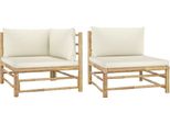Syfax™ Set Divani Da Giardino 2 Pz Con Cuscini Bianco Crema In Bambù