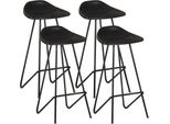 The Living Store Sgabello Da Bar 4 Pezzi In Vera Pelle Nera