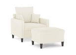 Syfax™ Poltrona Con Poggiapiedi Crema 60 Cm In Velluto