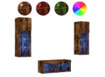 Syfax™ Mobili Tv A Muro 4Pz Con Luci Led Rovere Fumo