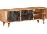 The Living Store Mobile Tv 115X30X39 Cm In Legno Massiccio Di Acacia