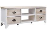 The Living Store Mobile Tv 108X30X40 Cm Legno Massiccio Paulownia
