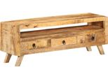 The Living Store Mobile Tv 110X30X40 Cm In Legno Massiccio Mango