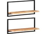 The Living Store Mensole Da Parete 2 Pezzi 80X25X35 Cm In Legno Massiccio Di Acacia E Acciaio