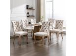Set Di 6 Sedie Da Pranzo Flieks, Sedie Da Cucina Con Schienale Alto E Gambe In Legno Massiccio, Sedia Da Soggiorno In Velluto Sedia Da Pranzo Imbottita, Beige Chiaro