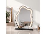 Emke Specchio Per Il Trucco Con Illuminazione, Specchio Per Il Trucco Hollywood Nero Con Controllo Smart Touch, Specchio Per Il Trucco Irregolare Con 3 Colori Di Luce, Con Luce Ruotabile A 360°, Luminosità Regolabile E Funzione Di Memoria (582X450Mm)