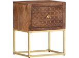 The Living Store Comodino 40X30X50 Cm In Legno Massiccio Di Mango