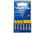 Varta Longlife Power 6 Batterie Alcaline Aaa LR03 1,5 V