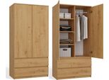 SS-90 Armadio Con Guide Per Cassetti E Ante A Battente | Colore: Rovere Artigianale | Dimensioni: 90X180X50 Cm