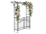 Fch Arco Per Rose Con Porta 122X41X208 Cm, Arco Da Giardino In Metallo, Robusto Supporto Per Piante Rampicanti