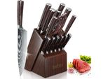 Set Di Coltelli Da Cucina, Acciaio Ad Alto Tenore Di Carbonio, Manico Ergonomico, Marrone