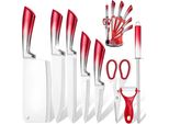 Coltello Da Cucina, Lama In Acciaio Inossidabile Di Alta Qualità, Manico Ergonomico, Rosso