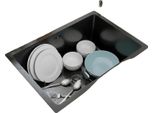 Lavello Da Cucina, Struttura In Acciaio Inossidabile, Design Efficiente Per Il Drenaggio, Nero