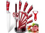 Set Di Coltelli Da Cucina, Acciaio Inossidabile Ad Alto Tenore Di Carbonio, Design Ergonomico, Rosso