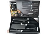 Set Di Coltelli Da Cucina, Acciaio Inossidabile Ad Alto Tenore Di Carbonio, Manico In Legno, Nero