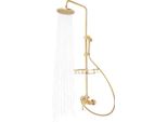 Sistema Doccia, Altezza Regolabile 85-132 Cm, Lunghezza Tubo Flessibile 1,5 M, Diametro Soffione Superiore 20 Cm, Rotazione A 360°, Doppio Soffione