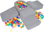 Costway 5 Pezzi Blocchi Di Schiuma, Blocchi Giganti Con Piscina Di Palline, Blocchi Grandi Per Giocare E Arrampicarsi, Blocchi Da Arrampicata Blocchi Morbidi Xxl Grigio Tessuto Sherpa