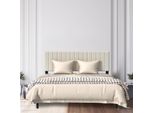 Yuenfong 140 X 200 Cm Struttura Letto Imbottita Letto Imbottito Con Testiera E Rete A Doghe Struttura Letto A Piattaforma In Metallo Base Materasso, Nabuk, Beige