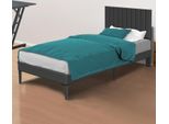 Yuenfong 90 X 200 Cm Struttura Letto Imbottita Letto Imbottito Con Testiera E Rete A Doghe Struttura Letto A Piattaforma In Metallo Base Materasso, Nabuk, Nero