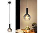 Zmh Lampada A Sospensione Vintage Lampada A Sospensione Tavolo Da Pranzo Vetro Lampada A Sospensione 1Flame Nero Sala Da Pranzo Lampada Industriale E27 Lampada A Sospensione Altezza Regolabile Tavolo Da Pranzo Lampada Per Soggiorno Cucina (Senza Lampadina)
