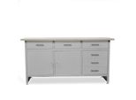 Banco Da Lavoro Con Piano Di Lavoro Banco Da Lavoro Con 6 Cassetti 2 Armadietti Piedi Regolabili Piano Di Lavoro In Mdf Portata Fino A 500 Kg 170X60X85 Cm Grigio
