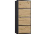 Cassettiera Stretta Con Ante Atalla - Antracite / Rovere Artigianale